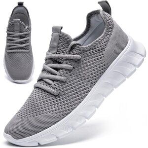 Men's Slip On Comfortable Running Walking Tennis Gray Athletic Sneakers Shoes